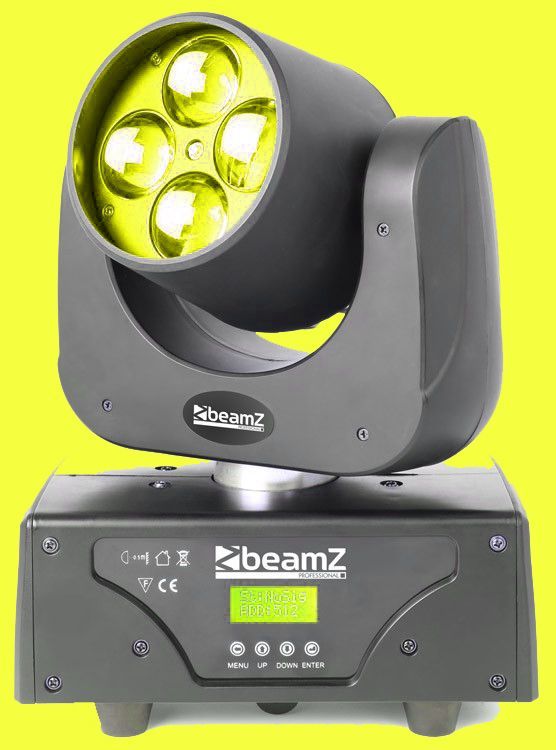 A beamz moving head light on a yellow background