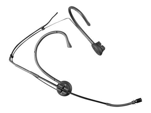 A headset with a microphone attached to it on a white background.