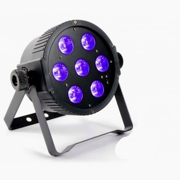 A black light with purple lights on it