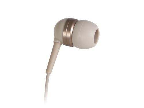 A close up of a pair of ear buds on a white background