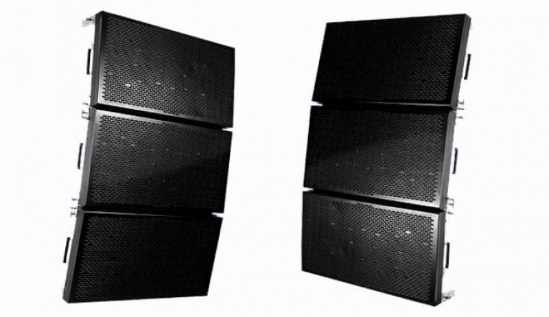 A pair of black speakers on a white background