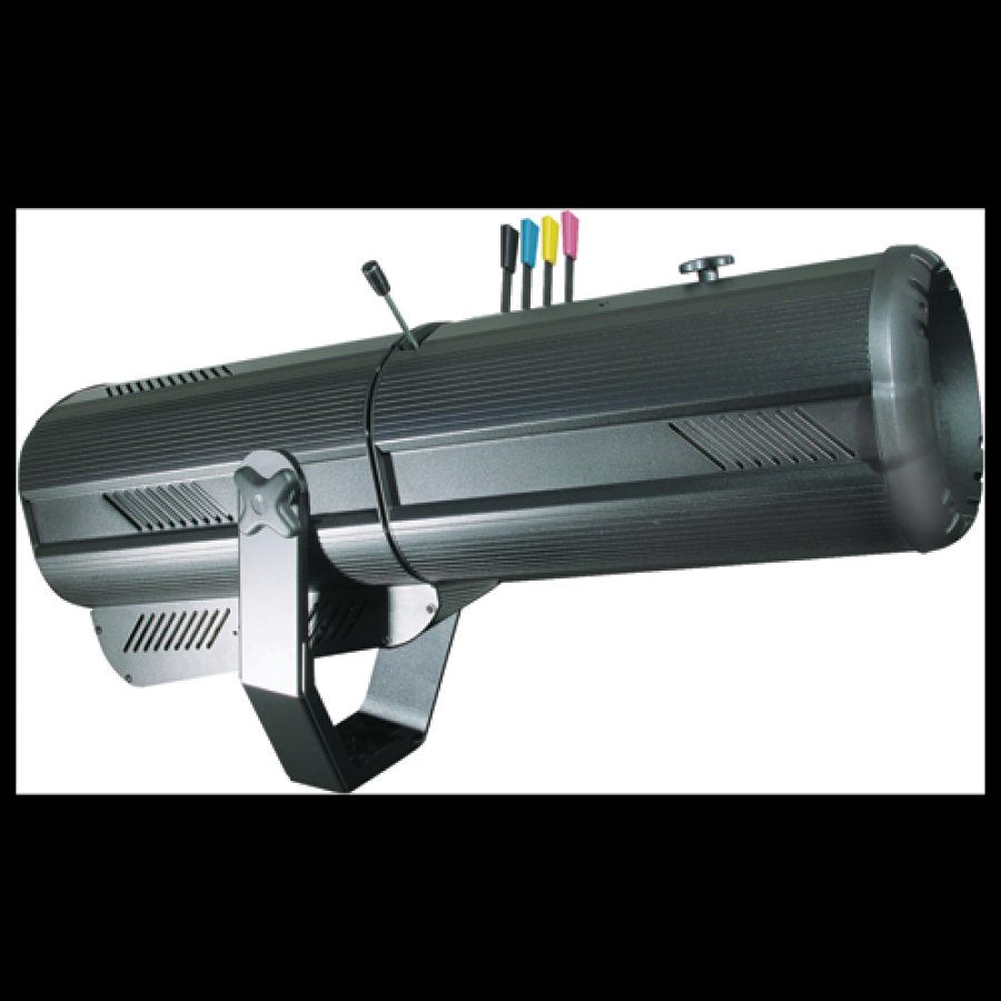 A large black object with a microphone attached to it