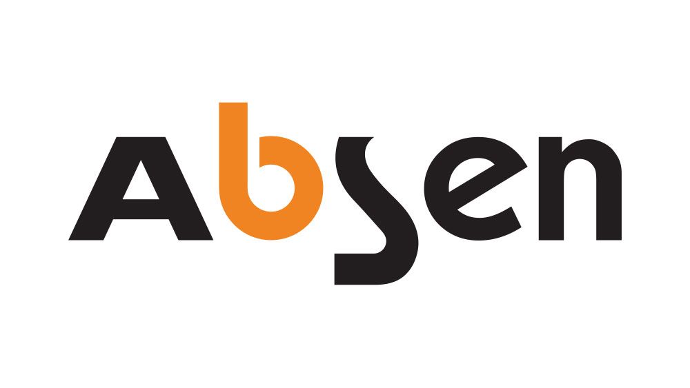 The absen logo is black and orange on a white background.