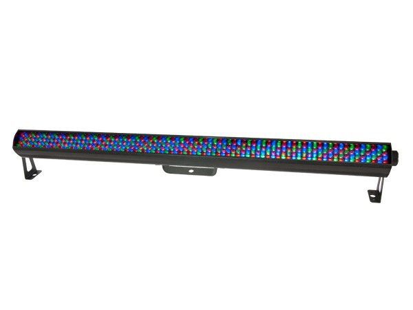 A long bar of colorful lights on a white background.