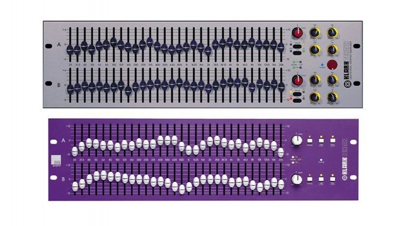 A purple and a silver equalizer on a white background.