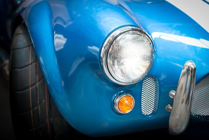 blue car headlight