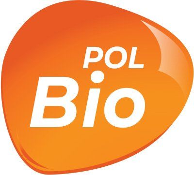 An orange logo that says pol bio on it