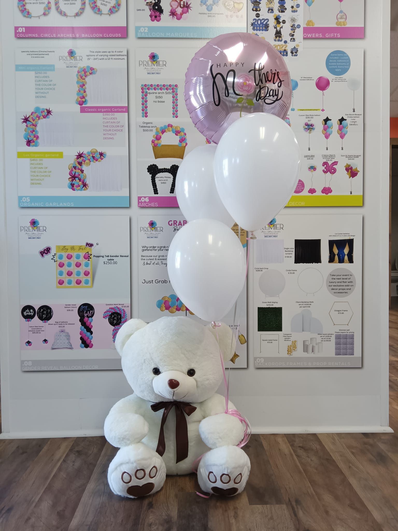 White Teddy Bear - Avondale, PA - Premier Balloons & Flowers PA