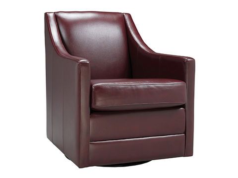 Burgundy leather swivel armchair