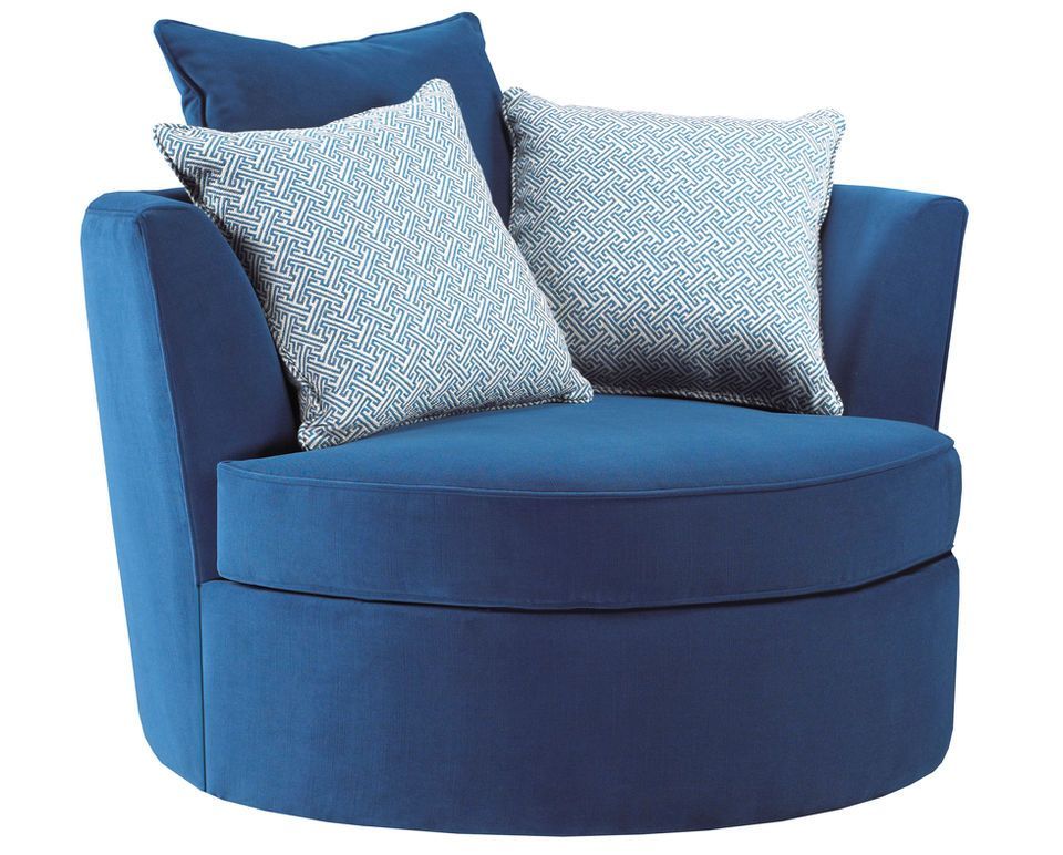 Blue velvet swivel chair