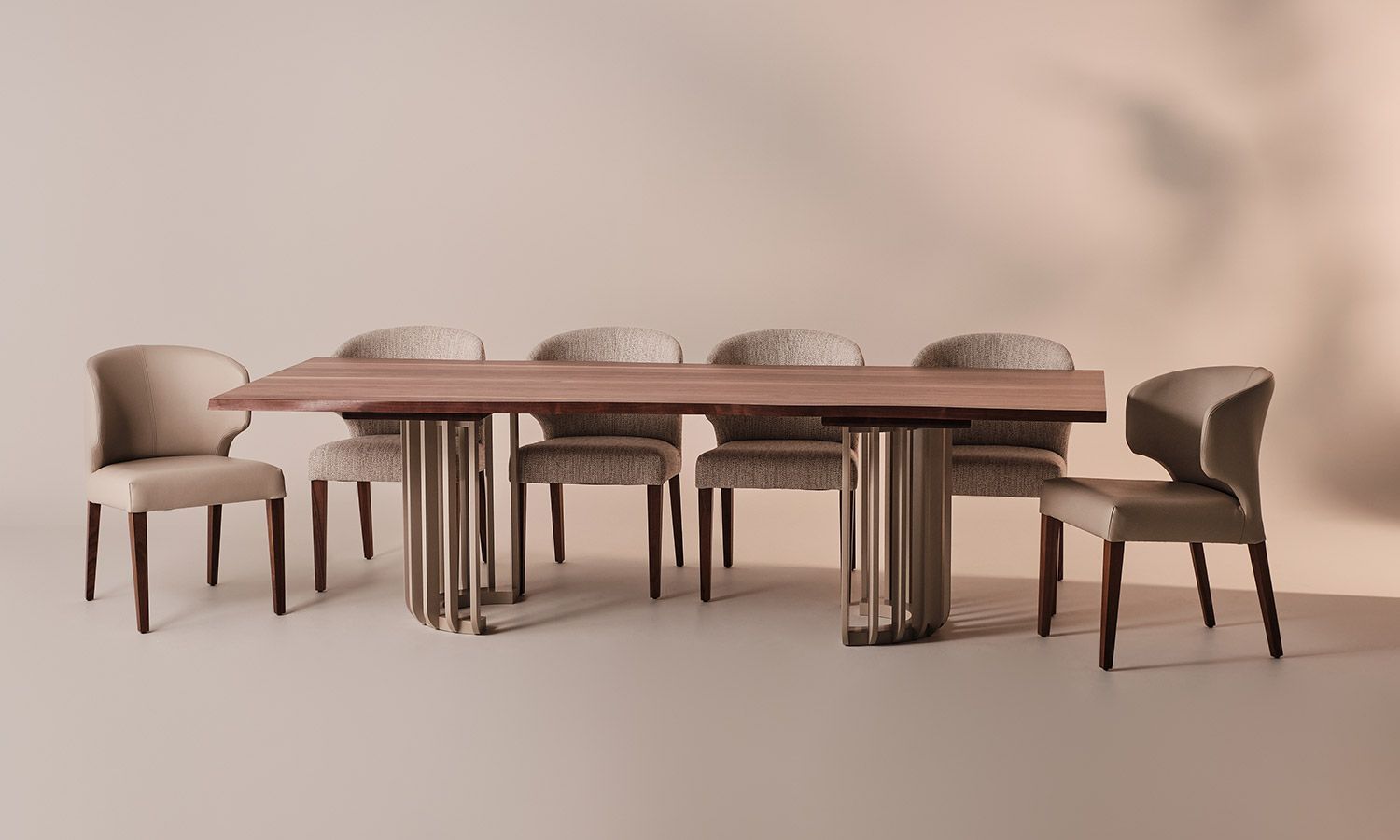 A dining table and chairs