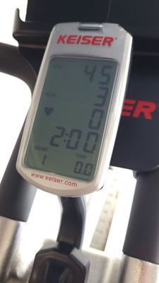 A close up of a keiser exercise bike