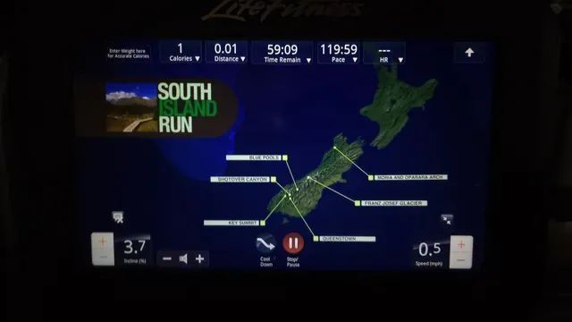 A map of south island is displayed on a screen.