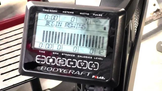 A bodycraft exercise machine displays the time as 0:00