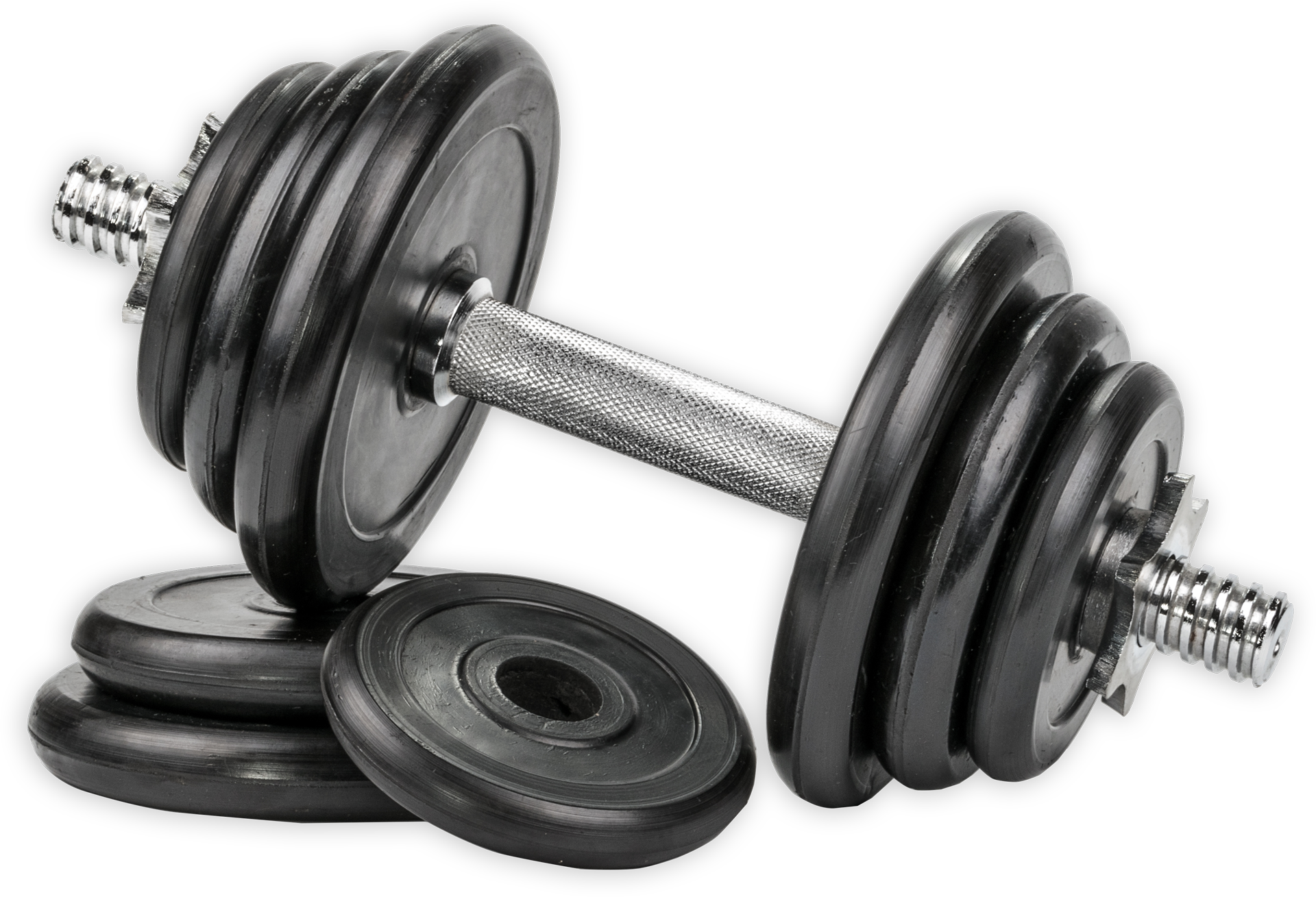 A Pair of Black Dumbbells Stacked on Top of Each Other