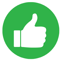 A white thumbs up icon in a green circle.