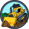 A cartoon illustration of a bulldozer moving dirt in a circle | Powell, TN | CG & Sons Equipment, LLC