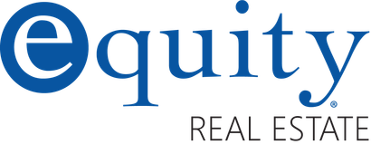 The logo for Equity Real Estate is blue and black. 