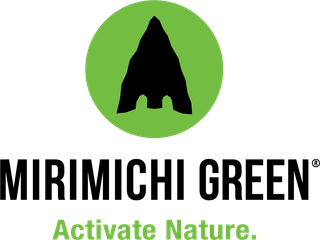 Mirimichi Green logo with black tree silhouette in green circle and tagline “Activate Nature.”