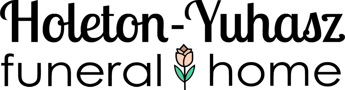 Logo for Holeton-Yuhasz Funeral Home, with a floral graphic.