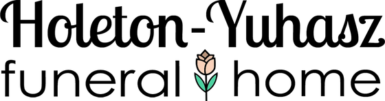 Logo for Holeton-Yuhasz Funeral Home, with a floral graphic.