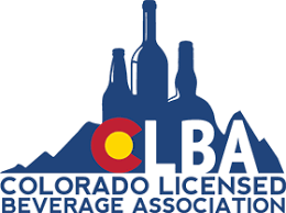 The Colorado Licensed Beverage Association logo featuring stylized mountain and bottle silhouettes with the text CLBA.