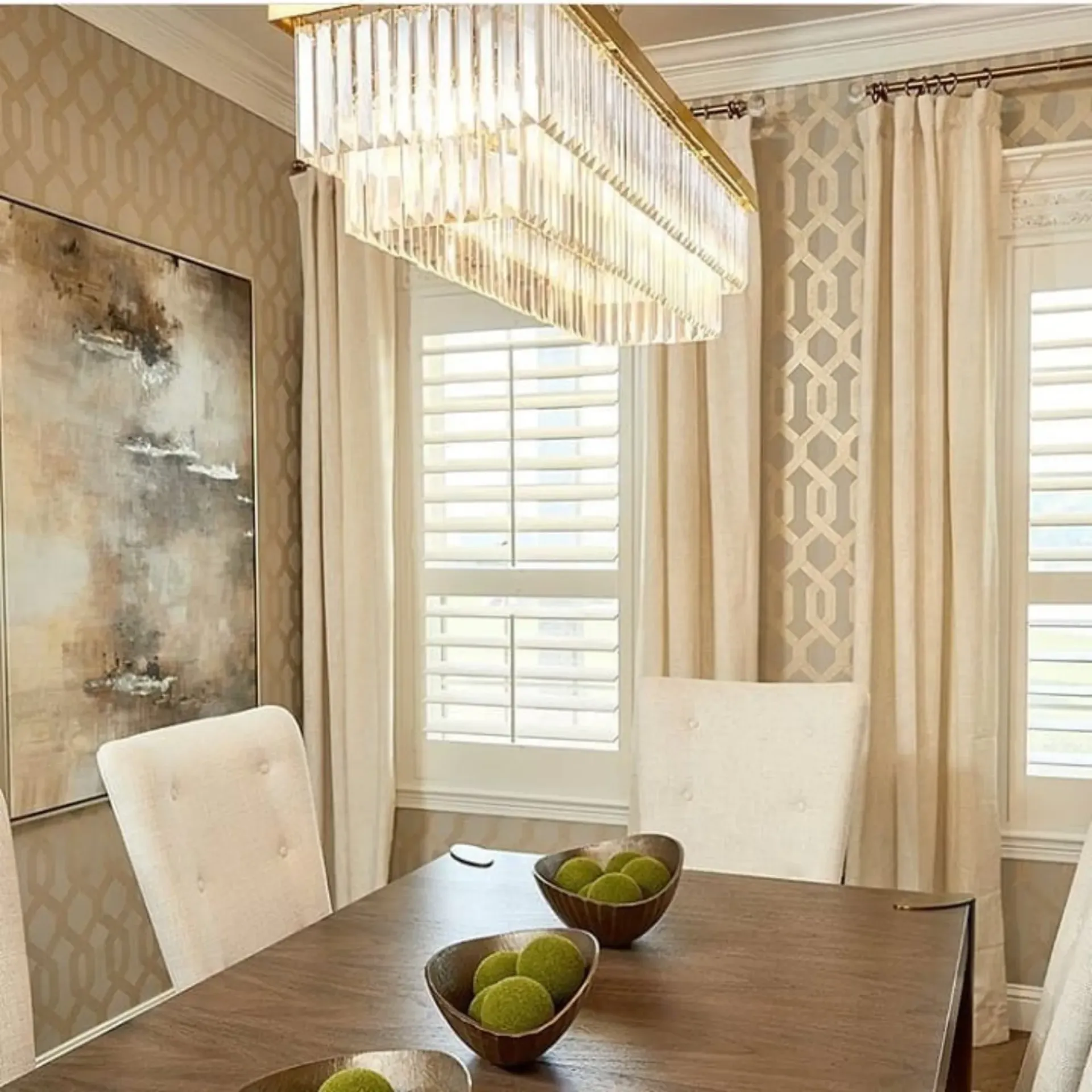 Panther City Electric LLC - A dining room table with two bowls of green apples on it