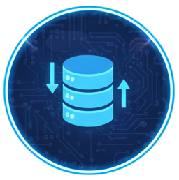 Business illustration of two professionals analyzing financial charts and tech performance dashboards.