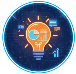 Business illustration of two professionals analyzing financial charts and tech performance dashboards.