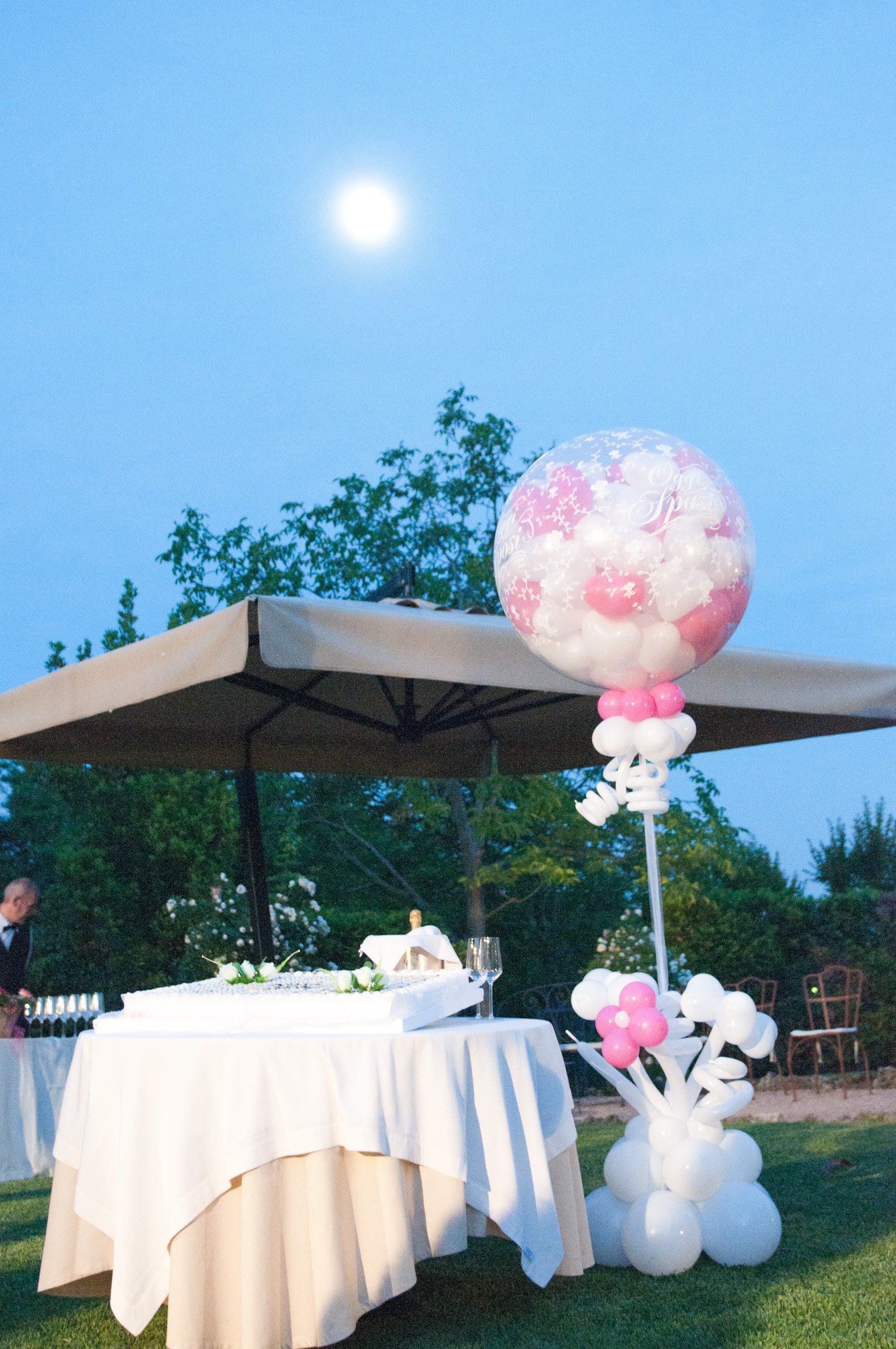 ricevimento esterno con palloncini decorativi