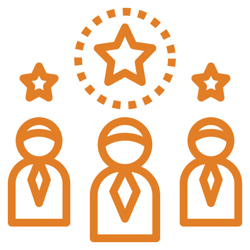 A group of people standing next to each other with a star in the middle.