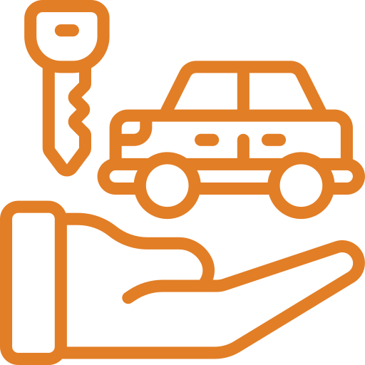 A hand is holding a car key and a car.