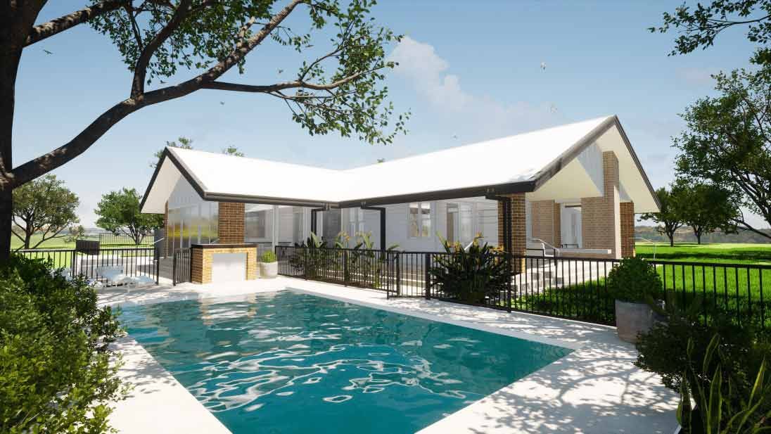 A House With A Large Swimming Pool In Front Of It — BOLD Architecture + Interior Design In Mackay, QLD