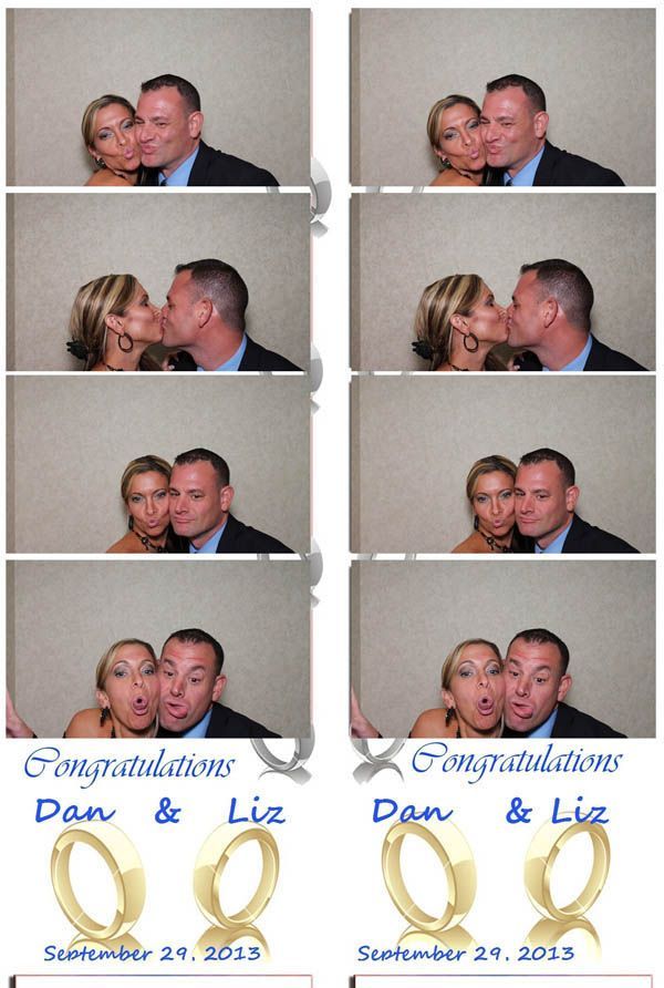 Photo booth strips: couple kissing, making faces. 