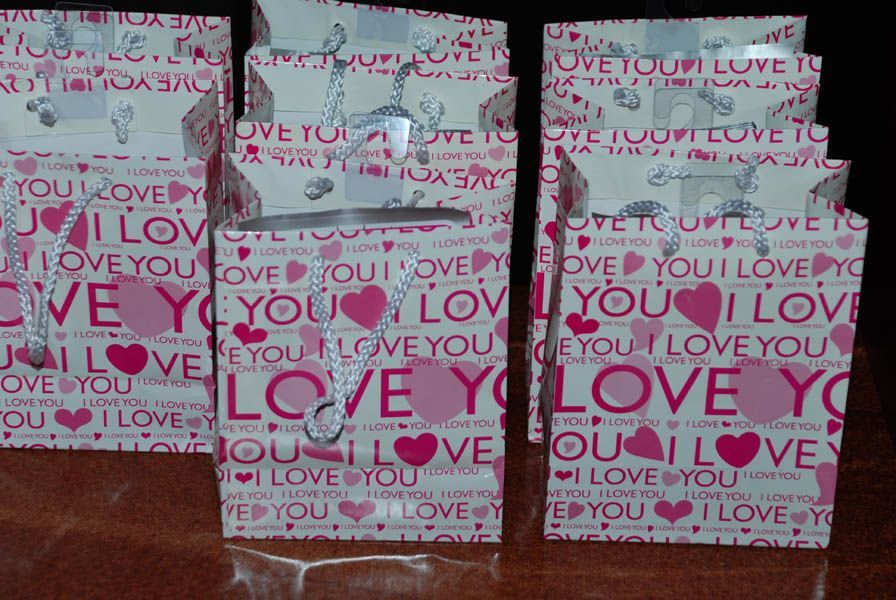 Pink gift bags with 