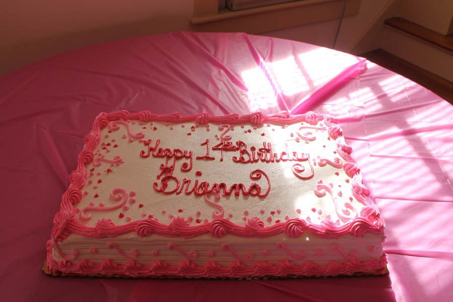 Pink rectangular cake with 