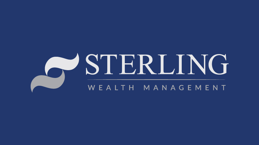 Sterling wealth management logo on a blue background