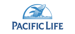 A pacific life logo with a whale in the water