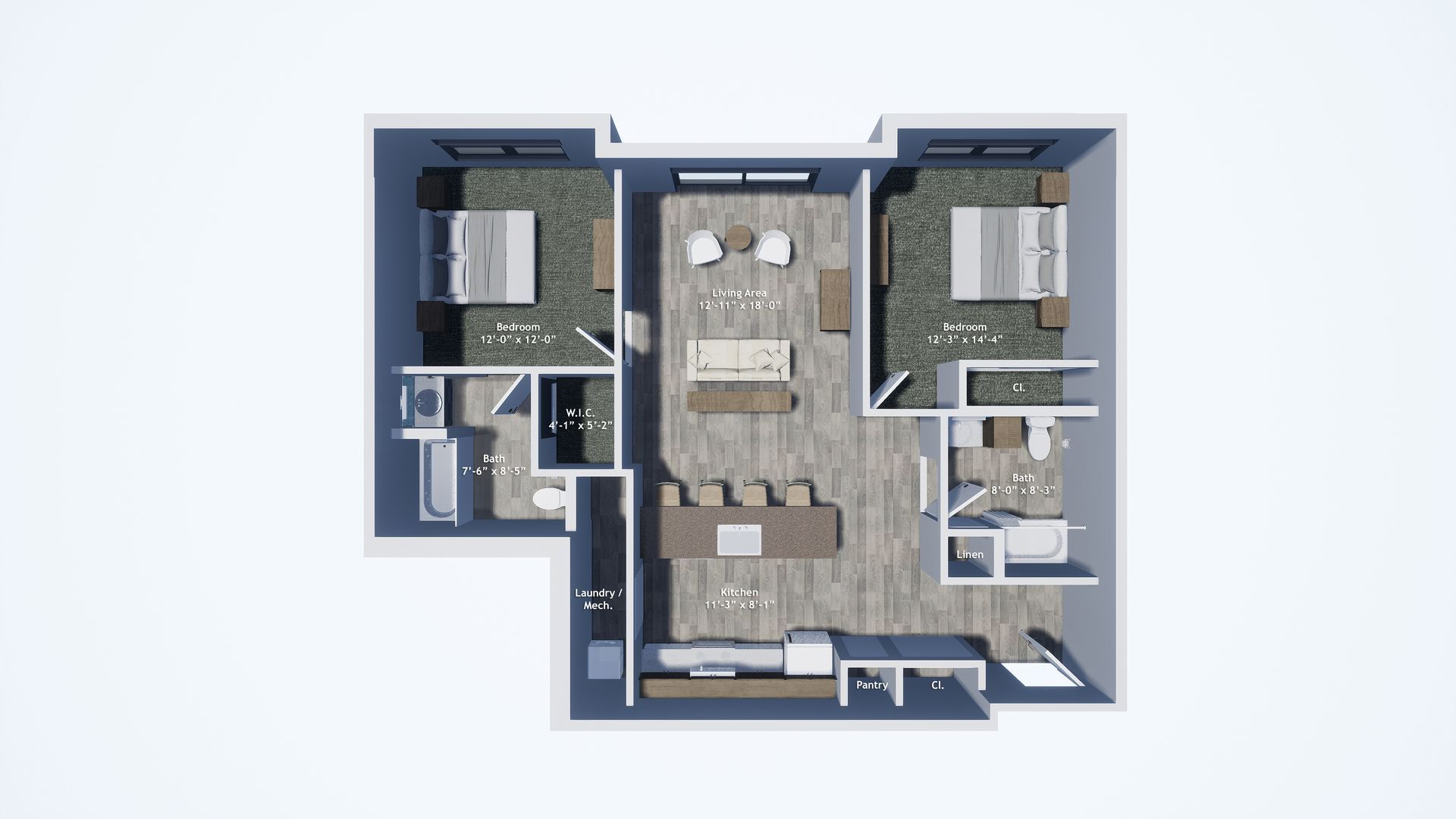 two bedroom floor plan 1