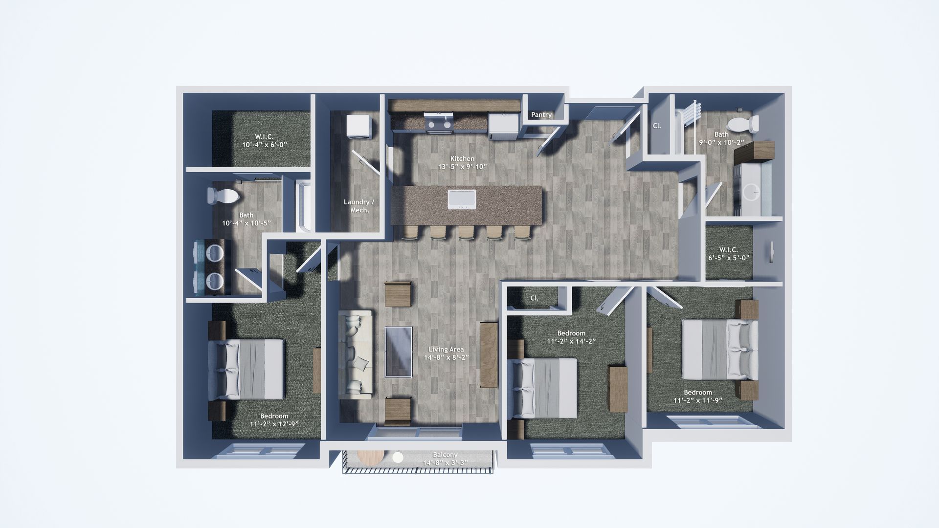 three bedroom plan 3