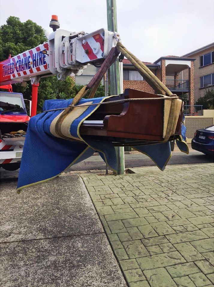 Crane Lifting Piano | Maryborough, QLD | Adam Charles Removals