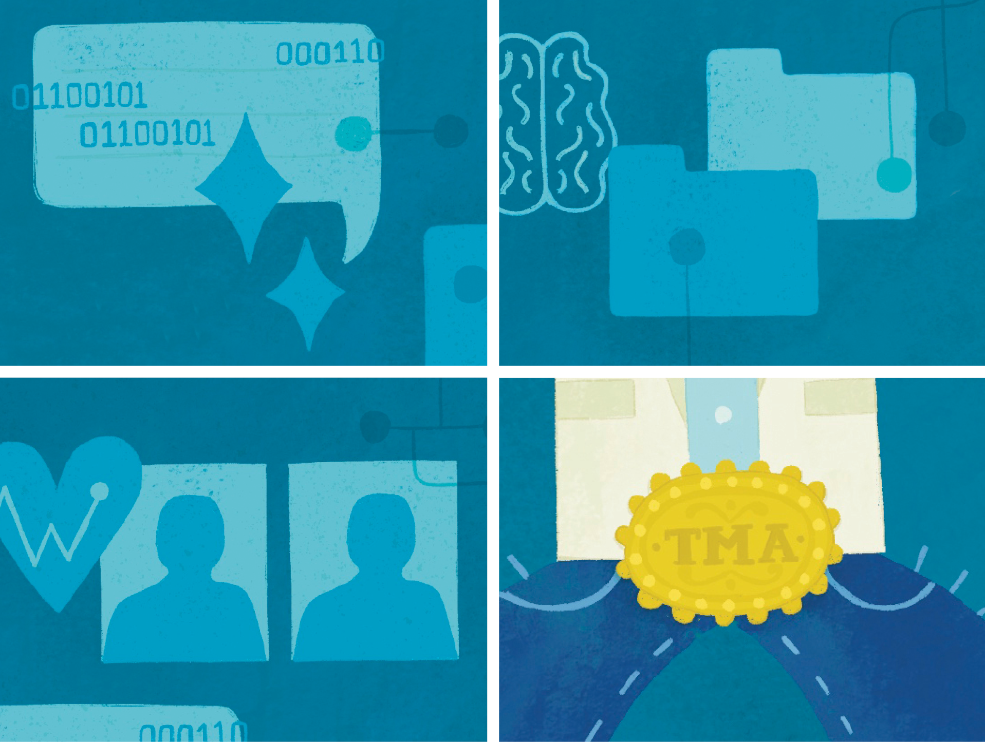 illustrated medical icons in a blue color palette by denise gallagher