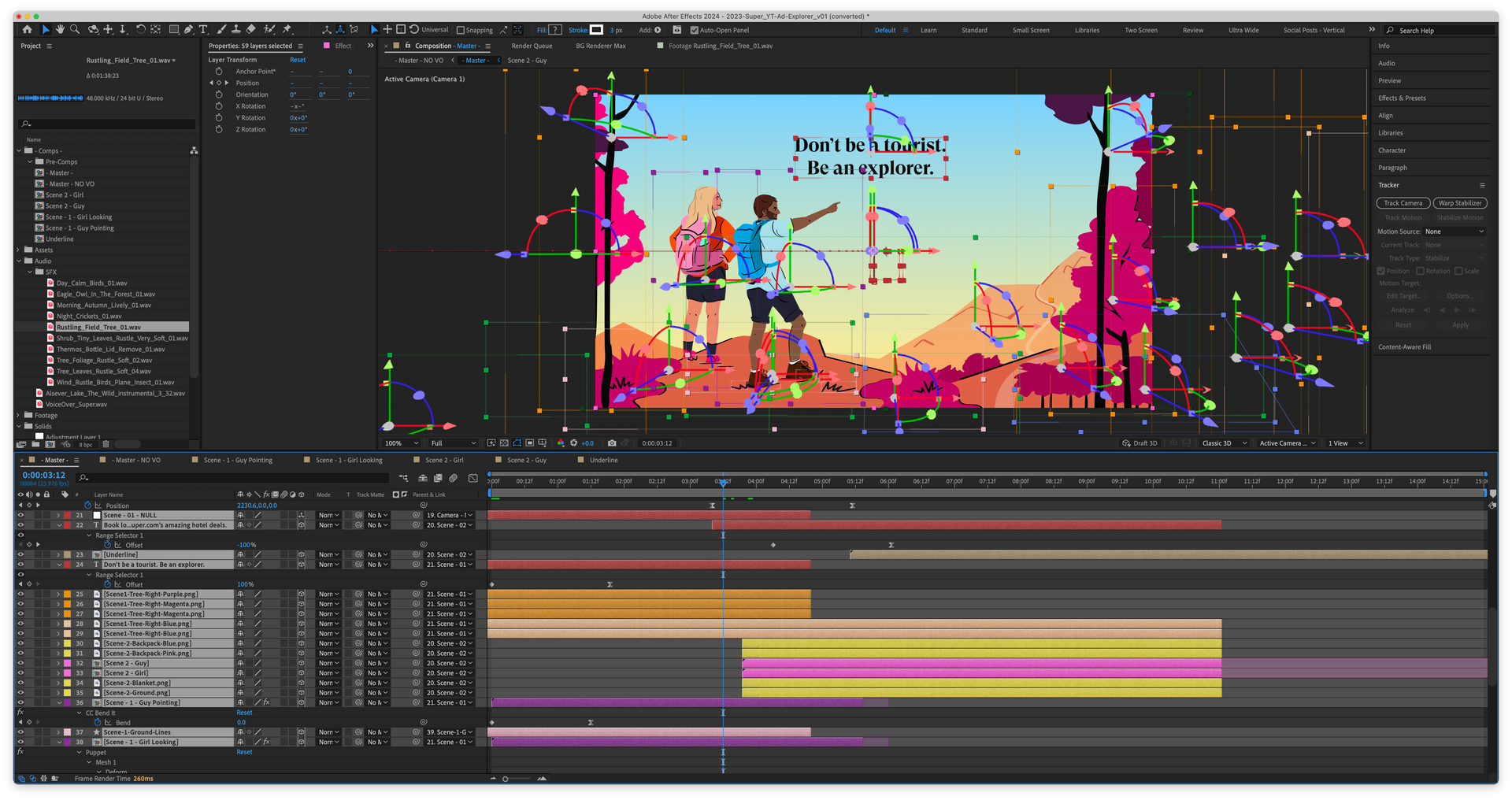 visual of motion layers for super.com explorer youtube ad by freshly cooked