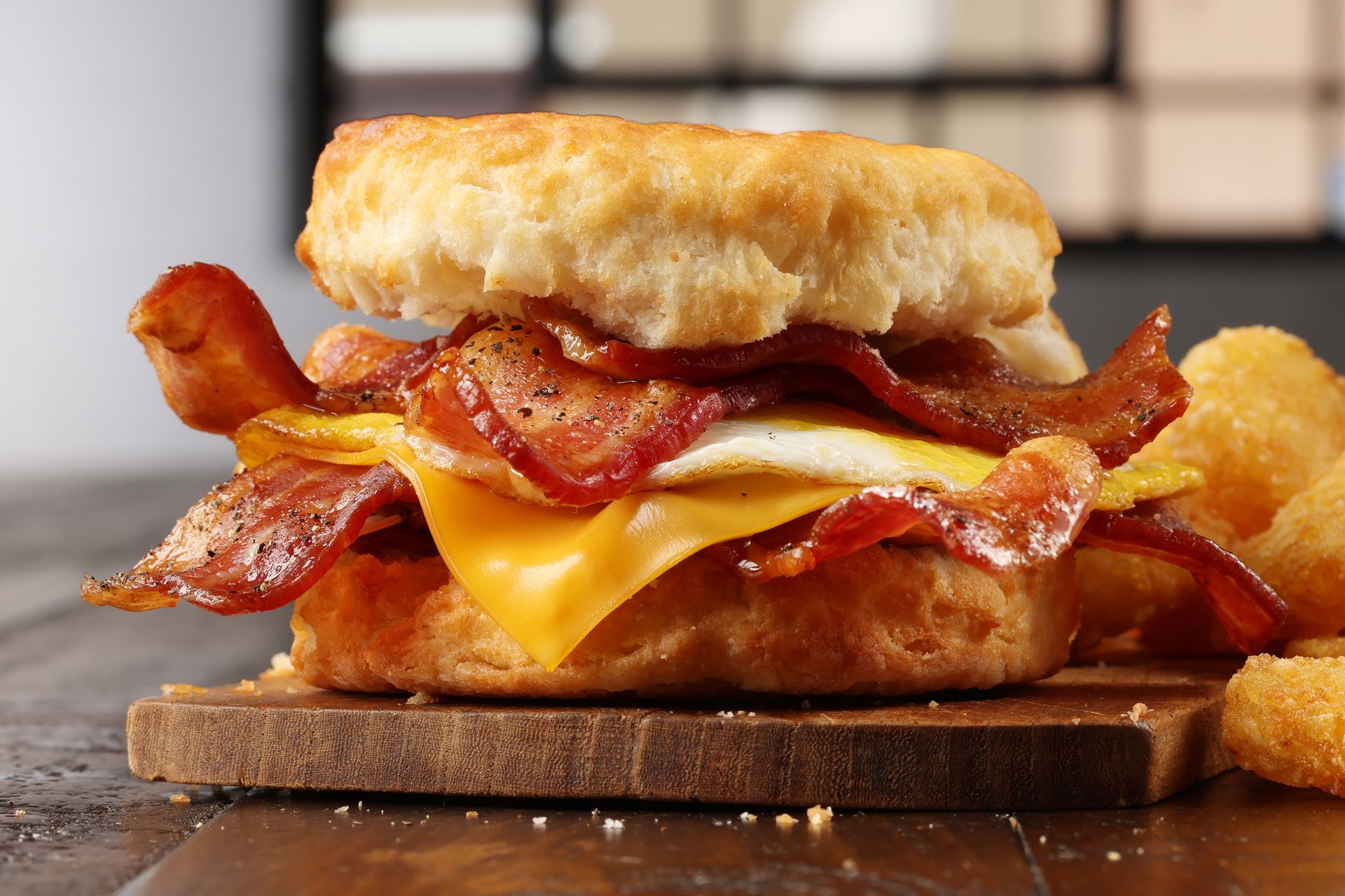 Food Photographer Rusty Hill shoots a bacon & egg breakfast sandwich that looks too good to eat