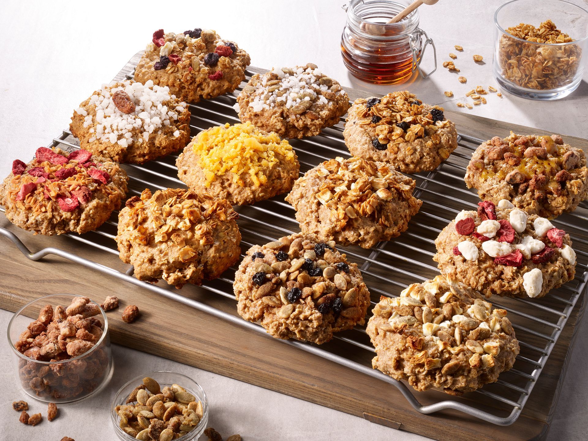 rusty hill food photography of freshly baked cookies with various toppings on them 