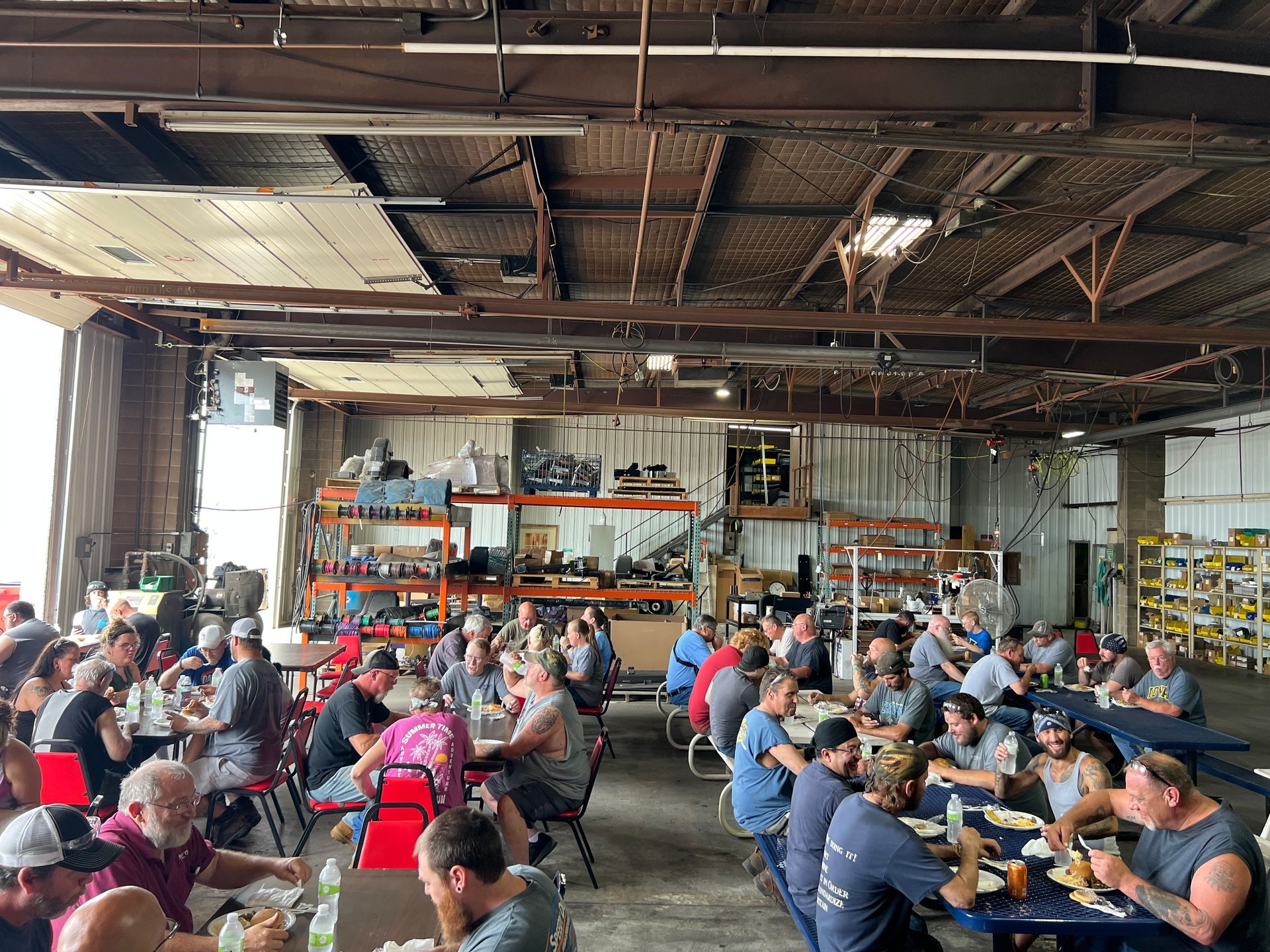 Employees eating lunch together