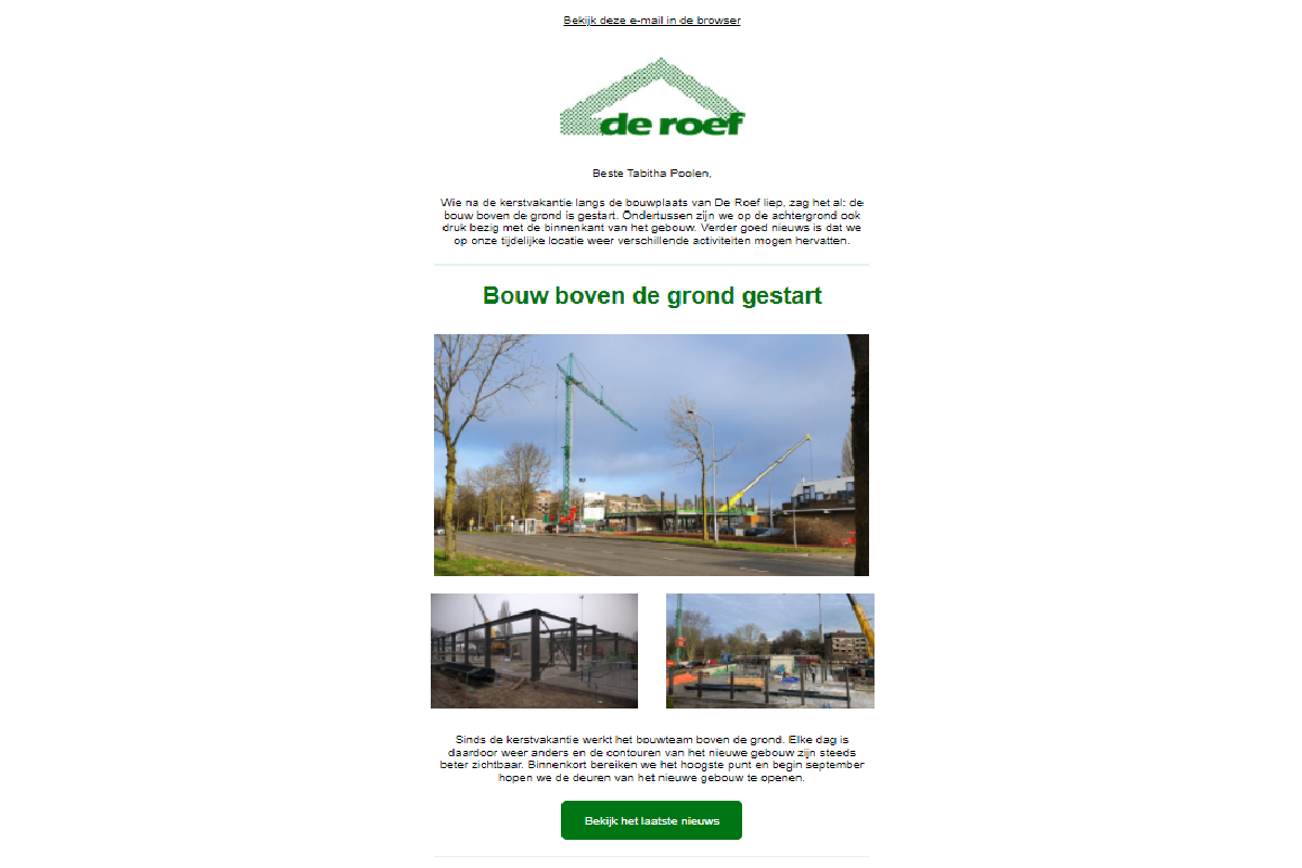 Website update e-mail nieuwsbrief MFC De Roef Harderwijk