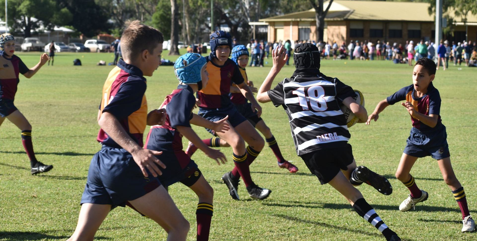 A rugby player with the number 30 on his back