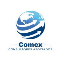 Un logo azul y blanco para Comex Consultores Associados