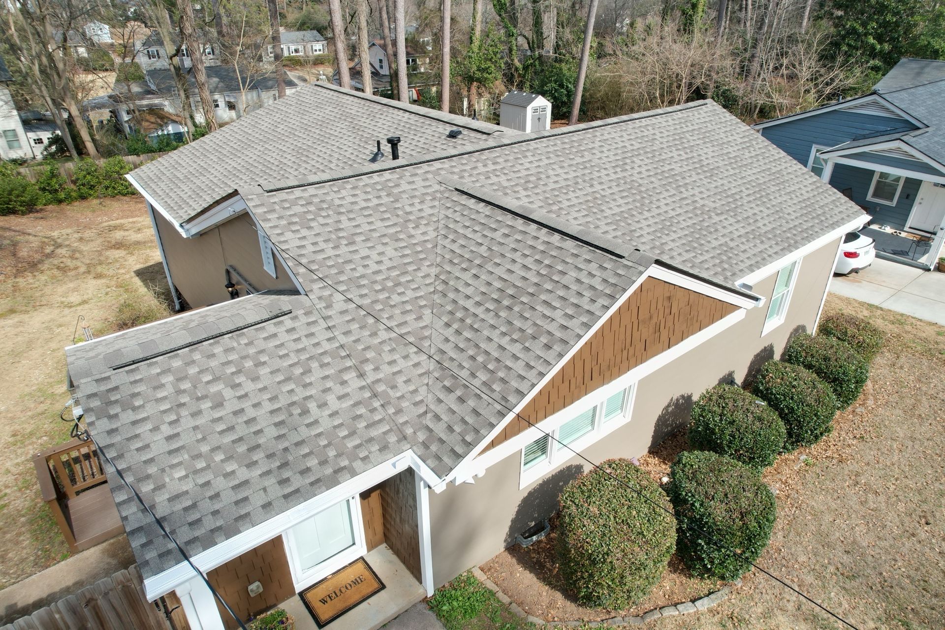 Professional gutter installation on residential home